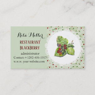 Tarjeta De Visita Berry red and black blackberries