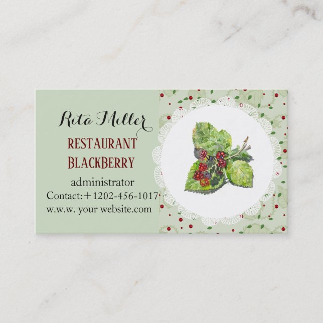 Tarjeta De Visita Berry red and black blackberries (Anverso)