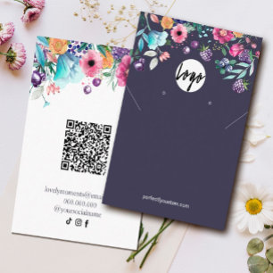 Tarjeta De Visita Berry Sweet Blueberry & Flowers Earres Display