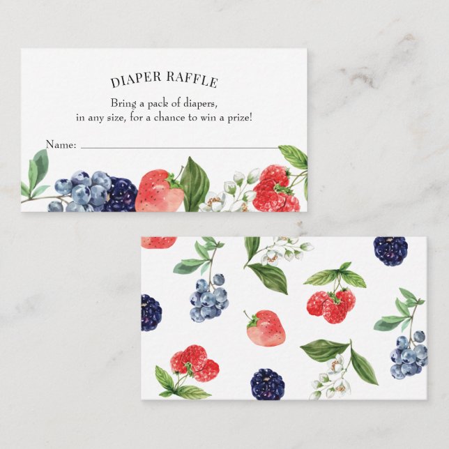 Tarjeta De Visita Berry Sweet Strawberry Diaper Raffle Insert Card (Anverso / Reverso)