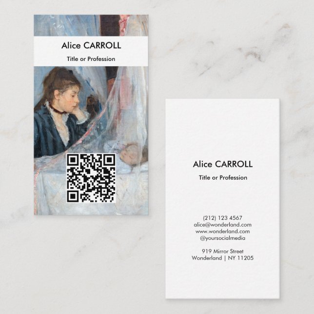 Tarjeta De Visita Berthe Morisot - La cuna - Código QR (Anverso / Reverso)