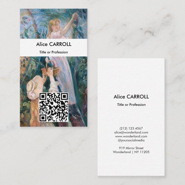 Tarjeta De Visita Berthe Morisot - The Cherry Picker - Código QR (Anverso / Reverso)