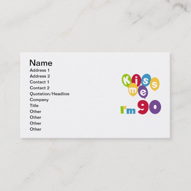 Tarjeta De Visita Bésame tengo 90 camisetas y regalos de cumpleaños (Anverso)