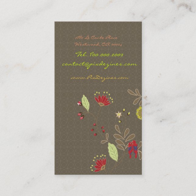 Tarjeta De Visita Besando loros rojos de Babados en la rama de Ali'i (Anverso)