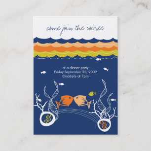 Tarjeta De Visita Besando peces Corals Beach Whimsical Cute Boda
