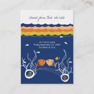 Tarjeta De Visita Besando peces Corals Beach Whimsical Cute Boda