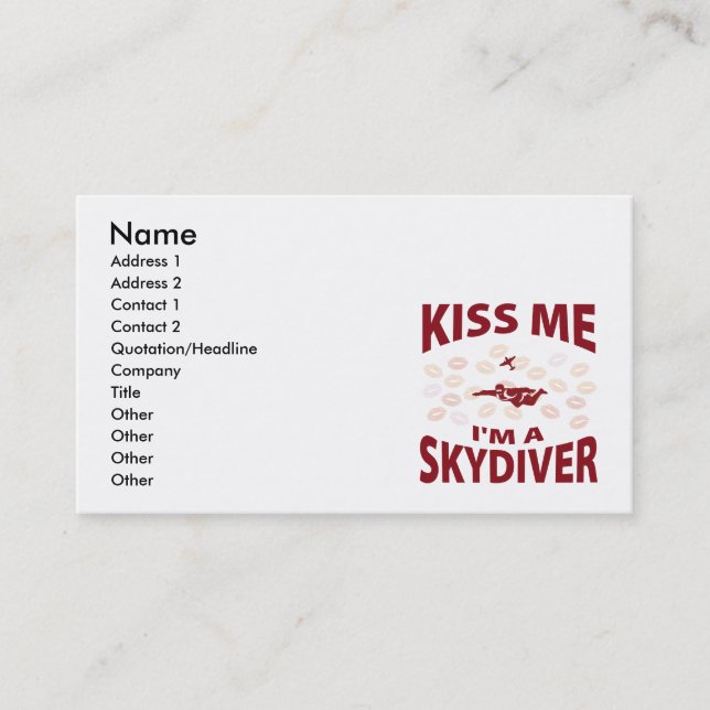 Tarjeta De Visita Béseme que soy un Skydiver (Anverso)