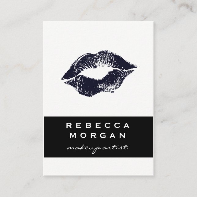 Tarjeta De Visita Beso azul de pintalabios de moda (Anverso)