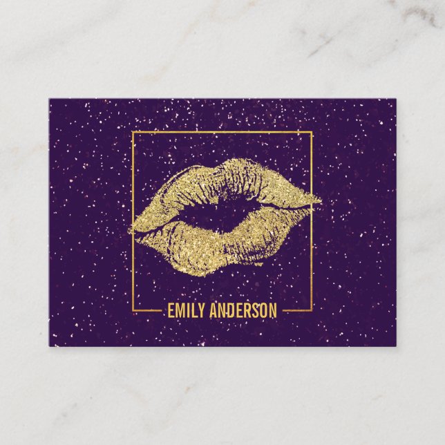 Tarjeta De Visita Beso de oro espumoso y marco (Anverso)