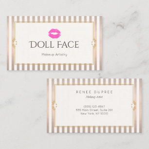 Tarjeta De Visita Beso rosa Vintage Artista de maquillaje Banda de O