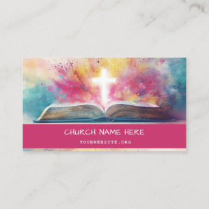Tarjeta De Visita Biblia Rosa Iglesia