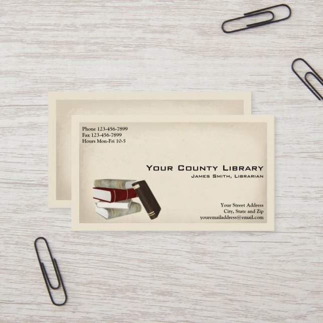 Tarjeta de visita Biblioteca Bibliotecaria (Anverso/Reverso In Situ)