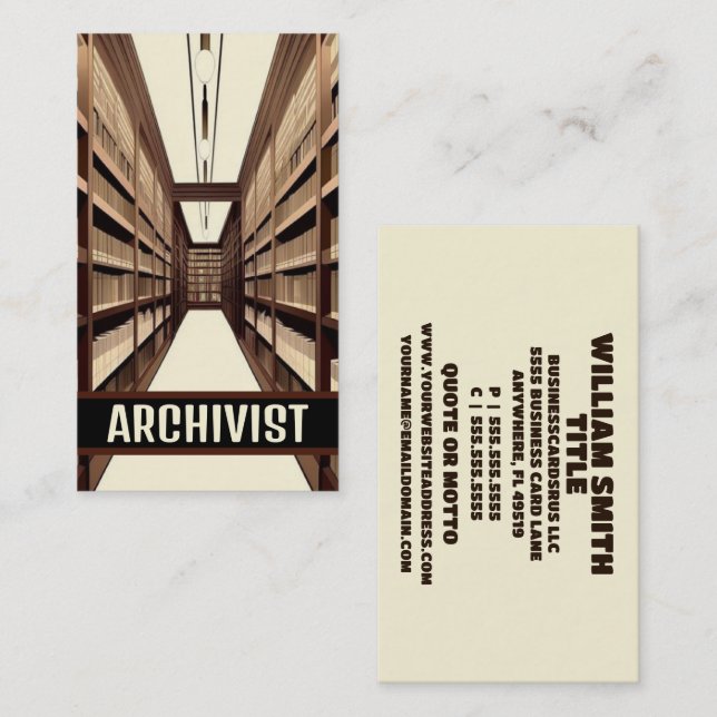 Tarjeta De Visita Biblioteca del Archivo Archivista (Anverso / Reverso)