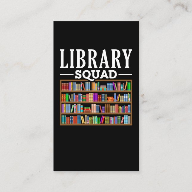 Tarjeta De Visita Biblioteca Squad Book Lover leyendo humor bibliote (Anverso)