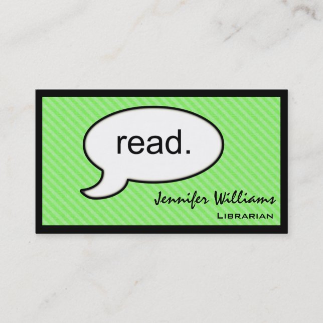 Tarjeta de visita bibliotecaria de lectura en la n (Anverso)