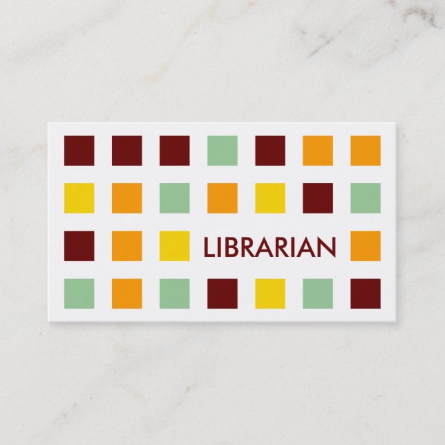 Tarjeta De Visita BIBLIOTECARIO (cuadrados de la MOD) (Anverso)