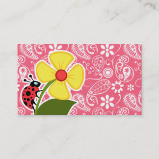 Tarjeta De Visita Bicho de cola en Brink Pink Paisley; floral