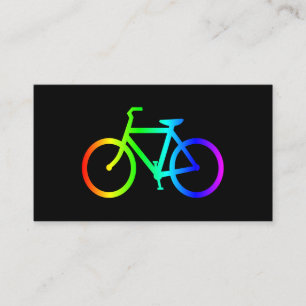 Tarjeta De Visita Bicicleta arcoíris negra y neón