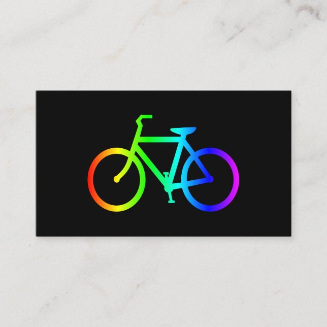 Tarjeta De Visita Bicicleta arcoíris negra y neón (Anverso)
