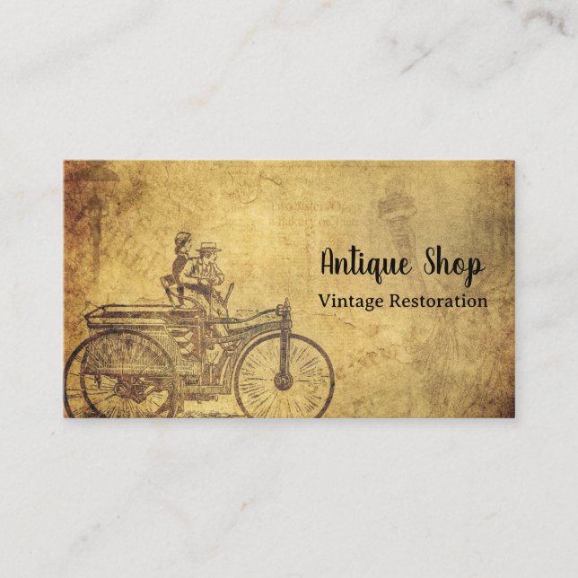 Tarjeta De Visita Bicicleta de tienda de restauración de antigüedade (Anverso)