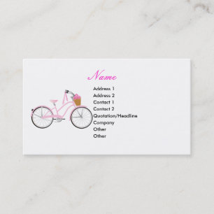Tarjeta De Visita Bicicleta rosada con las flámulas