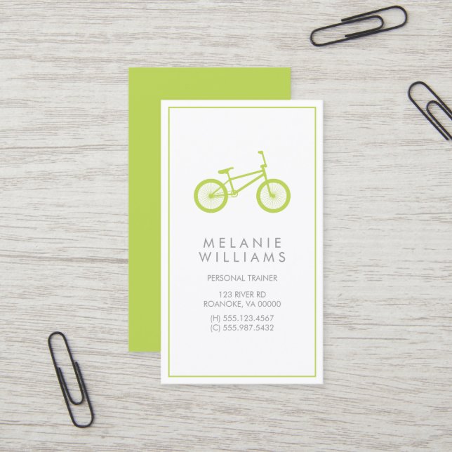 Tarjeta De Visita Bicicleta verde Mod Kiwi (Anverso/Reverso In Situ)