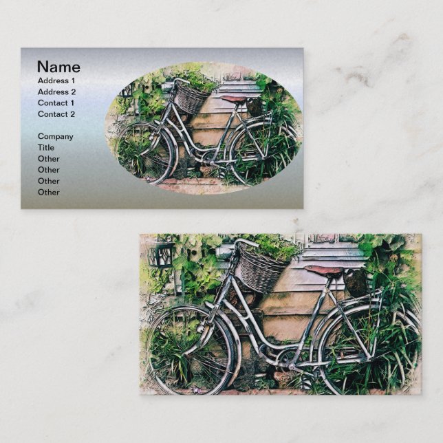 Tarjeta De Visita Bicycle and Basket in the Garden (Anverso / Reverso)