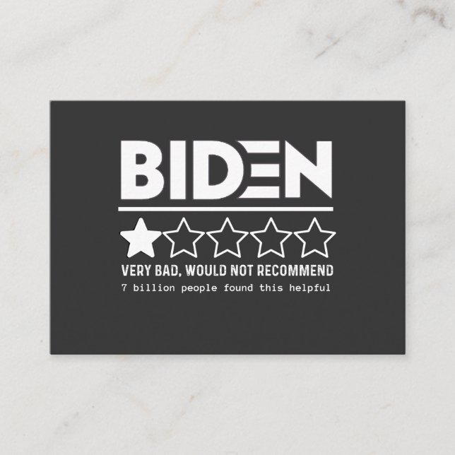 Tarjeta De Visita Biden Very Bad Would Not Recommend T-Shirt (Anverso)