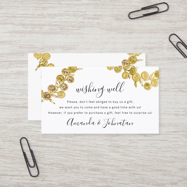 Tarjeta De Visita Bien Boda Regalo Golden Wreath Elegante (Anverso/Reverso In Situ)