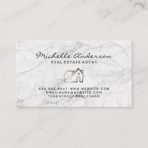 Tarjeta De Visita Bienes inmuebles modernos   Fondo de Marble Blanco