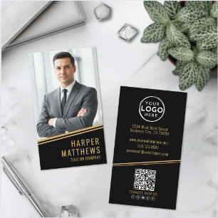 Tarjeta De Visita Bienes Raíces Black Gold Chic
