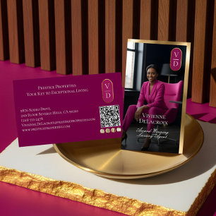 Tarjeta De Visita Bienes Raíces de Lujo Oro Negro Monograma de Foto 