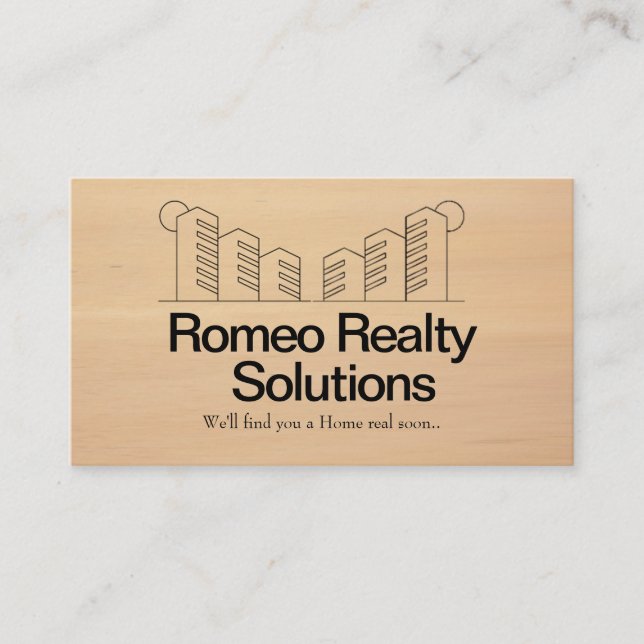 Tarjeta De Visita Bienes Raíces Minimalistas Beige (Anverso)
