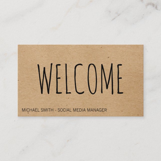 Tarjeta De Visita Bienvenida | Textura natural (Anverso)