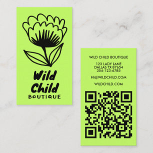 Tarjeta De Visita BIG BOLD BLOOM Rústico Mínimo Floral QR código