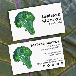 Tarjeta De Visita Big Broccoli Watercolor Healthy Chef Iconos Social