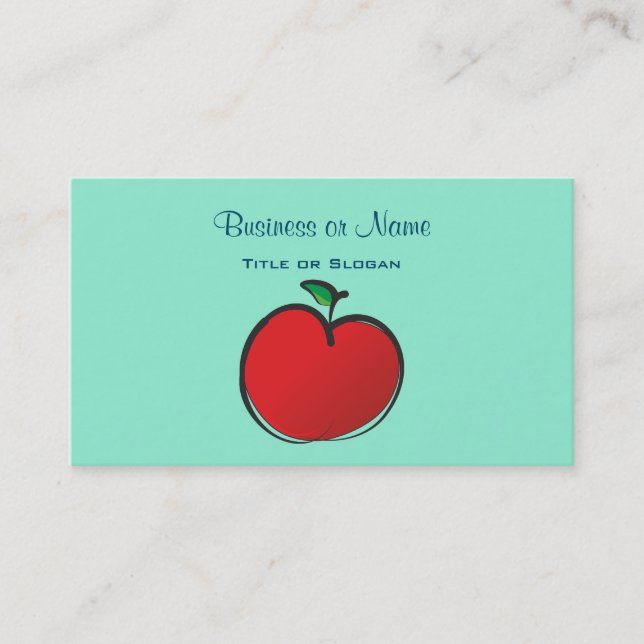 Tarjeta De Visita Big Red Apple Drawing (Anverso)