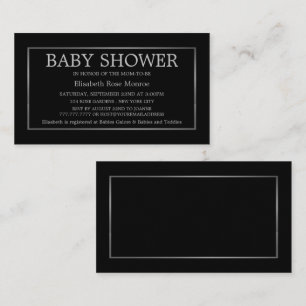 Tarjeta De Visita Billete Baby Shower moderno y elegante, negro y pl