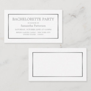 Tarjeta De Visita Billete blanco y plateado moderno para la fiesta d