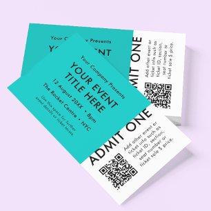 Tarjeta De Visita Billete de evento   Billete Verde azulado Mínimo D