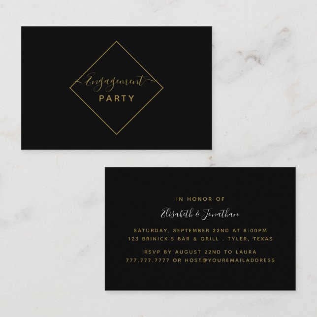 Tarjeta De Visita Billete de la fiesta de compromiso de diamantes ne (Anverso / Reverso)