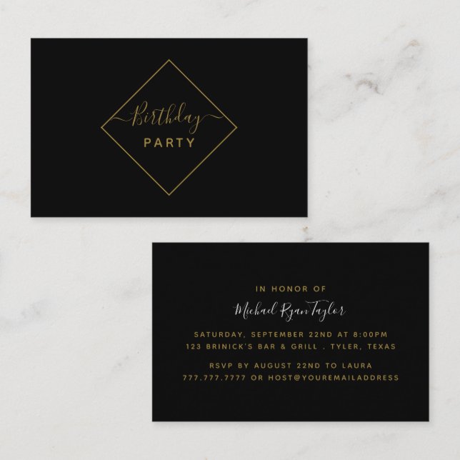 Tarjeta De Visita Billete de la fiesta de cumpleaños del diamante ne (Anverso / Reverso)