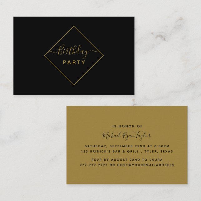 Tarjeta De Visita Billete de la fiesta de cumpleaños del diamante ne (Anverso / Reverso)