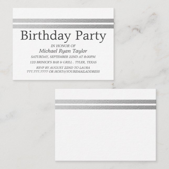 Tarjeta De Visita Billete de la fiesta de cumpleaños del Relieve met (Anverso / Reverso)