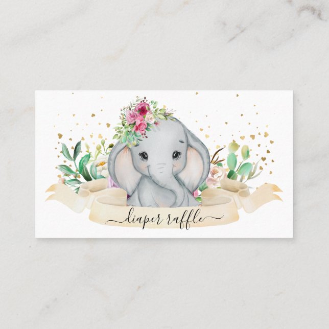 Tarjeta De Visita Billete De Raffle De Cine De Elefante Girly (Reverso)