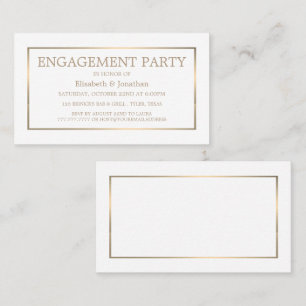 Tarjeta De Visita Billete moderno y elegante, White/Gold Engagement 