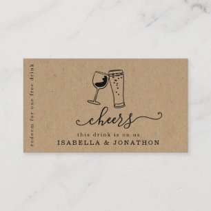 Tarjeta De Visita Billete para beber, cupón gratuito para alcohol