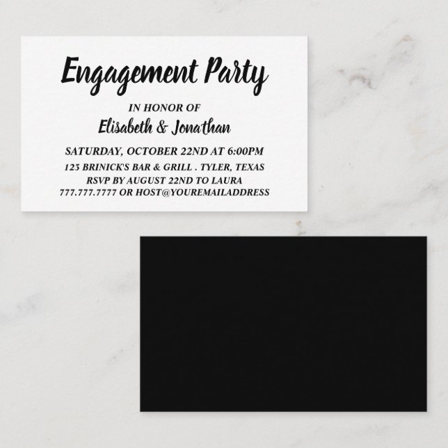 Tarjeta De Visita Billete simple/moderno para la fiesta de compromis (Anverso / Reverso)