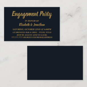 Tarjeta De Visita Billete simple y moderno Blue/Gold Engagement Part