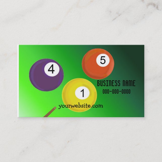 Tarjeta De Visita Billiard Balls (Anverso)